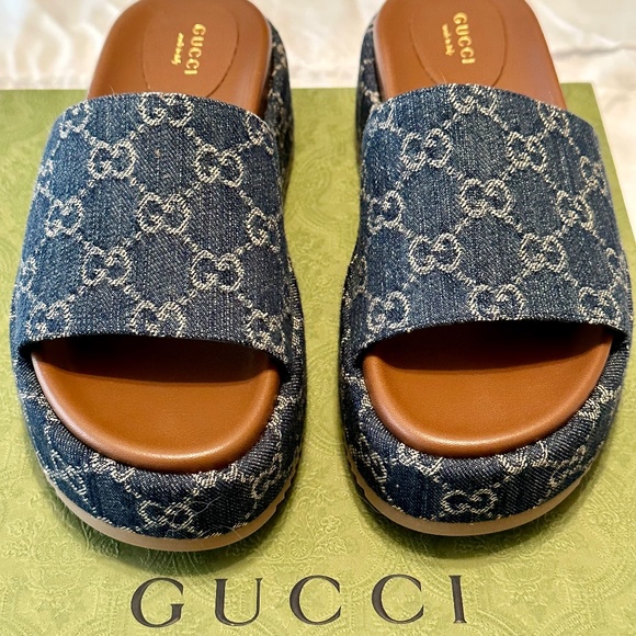 Gucci Shoes Gucci Denim Slides Poshmark